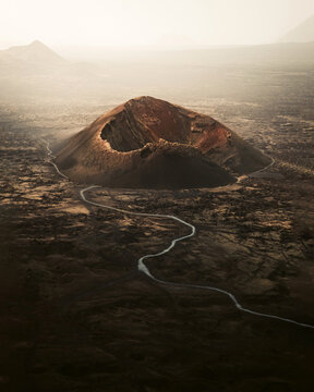 Aerial View of Cuervo Volcano in Lanzarote
