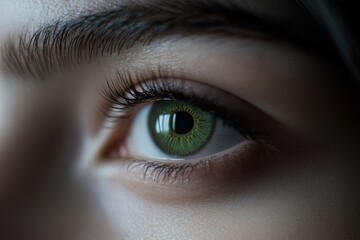 Close-up of stunning green eye with detailed iris texture