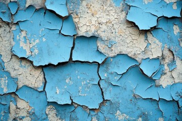 Obraz premium Cracked and Peeling Blue Paint on a Weathered Surface