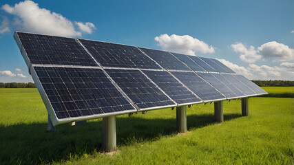 Solar Energy Panels at Power Station in the Field - Sustainable Power Generation