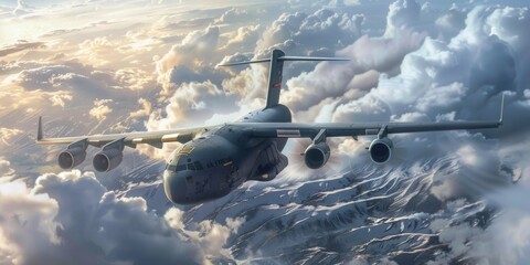 Airborne Forces Operation. High detailed wallpaper of airborne troops in action concept