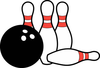bowling ball and pins illustration