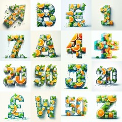 Ice cubes and mints and citrus Lettering Typeface. AI generated illustration