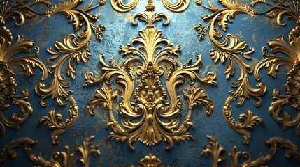 Glittering Gold and Ethereal Blue Wallpaper. Detailed High Definition Background