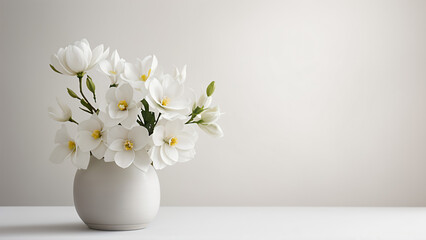 a white vase with flowers