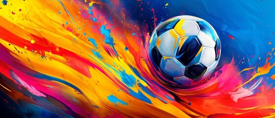 Sport-themed banner with vivid colors, highly saturated design, engaging visuals, ideal for sports events, dynamic composition, eye-catching elements