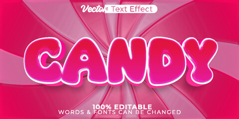 Candy  Vector Text Effect Editable Alphabet Tasty Pink Lollipop Yummy Sweet