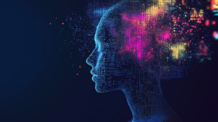 Fototapeta premium Digital Human with Circuitry and Data Flow