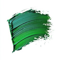 Green paint brush stroke in isolated white background