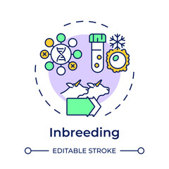 Inbreeding multi color concept icon. Animal reproduction, biotechnology. Genetics, biochemistry. Round shape line illustration. Abstract idea. Graphic design. Easy to use in infographic, presentation