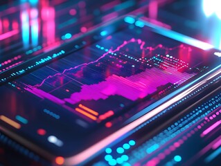 Obraz premium A cell phone screen shows a graph of a stock market