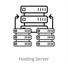 Hosting Server and Big data icon concept