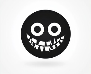 Fototapeta premium Simple and charming zombie face icon in minimalist black vector style, perfect for Halloween fun.