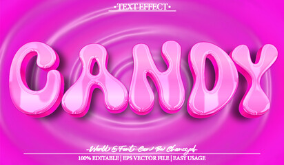 Candy  Vector Text Effect Editable Alphabet Tasty Pink Lollipop Yummy Sweet