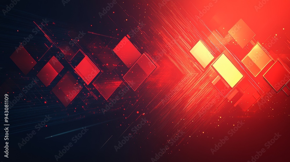 Fototapete red arrow background design template with copy space, tech and digital theme