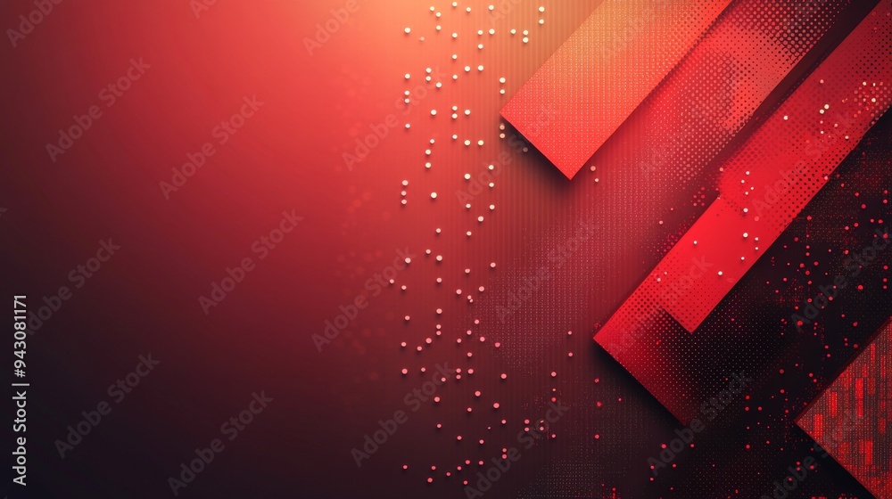 Aufkleber red arrow background design template with copy space, tech and digital theme