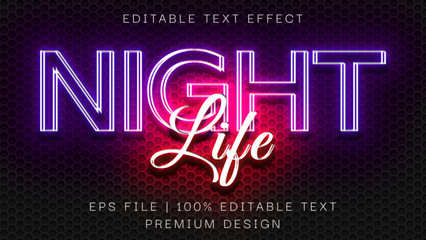 Vector illuminated Sign Night Life. Glowing Alphabet Letters and Numbers. Colorful Neon Font.