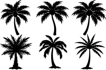 tree vector, palm tree silhouettes, and a set of palm tree