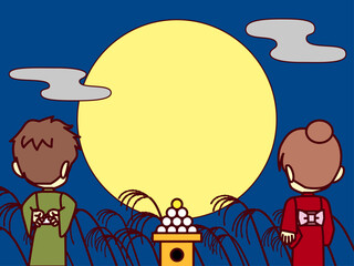 お月見、浴衣、後ろB