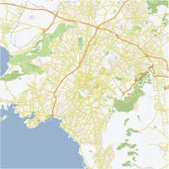 Fototapeta premium Road map of Athens in Greece. Contains layered vector with roads water, parks, etc.