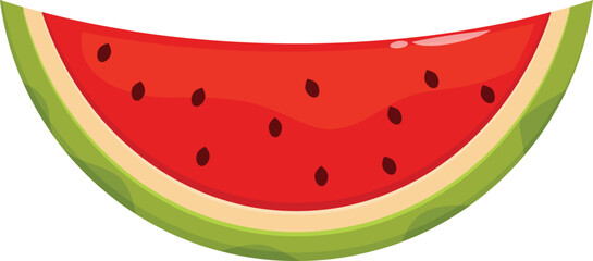 Refreshing slice of watermelon showing its red flesh and black seeds
