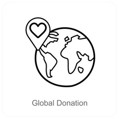Global Donation and crowdfunding icon concept