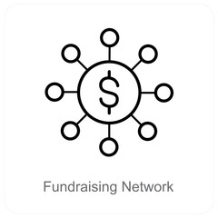 Fundraising network and Funds icon concept