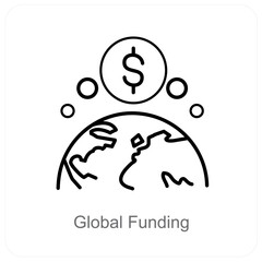 Global Funding and crowdfunding icon concept