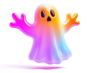 High contrast 3D ghost vector icon for a bright Halloween.