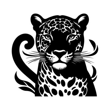recommend clip art: Jaguar, vector black color silhouette solid white background 