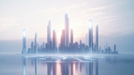 Fototapeta premium Dreamlight of the Techno City of the Future