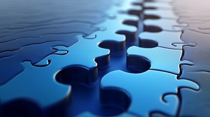 A close-up of a blue puzzle with a gap in the middle, representing a challenge or problem to be solved.