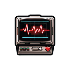 Vector illustration of an EKG machine with a heart rate displayed on the screen.