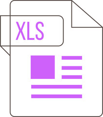 XLS icon inside transparent outline and sharp corners
