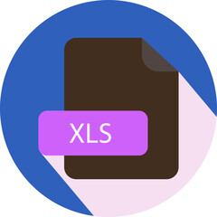 XLS File extension icon with black shadow circular icon