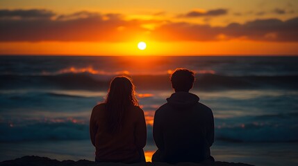 A couple decides to wake up early to watch the sunrise over the ocean