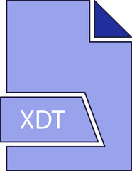 XDT File format icon in shapes 2 colors and side contour