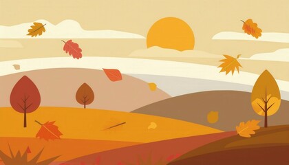 Landscape illustration in an autumn environment