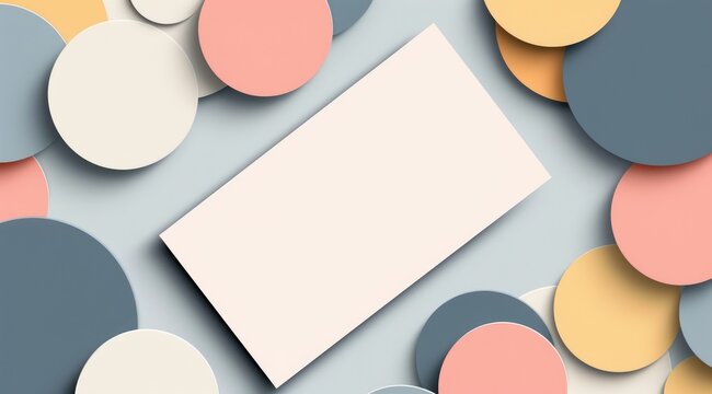 Featuring overlapping circles in pastel hues, modern business card template includes a clean white area for text set against a white background. - Powered by Adobe