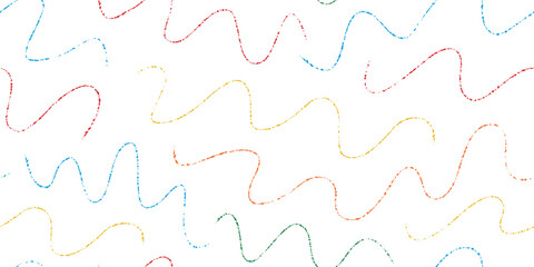 Colorful charcoal lines, waves, Thin childish hand drawn crayon strokes seamless pattern