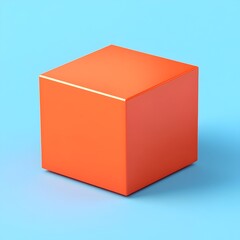 Minimalist Aluminum Sculpture in Vibrant Tangerine on Pastel Blue