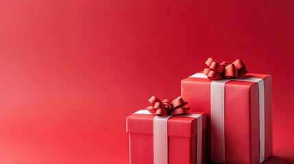 Gift box on red background