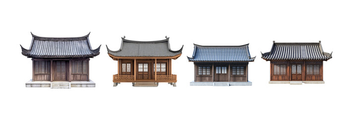 Fototapeta premium set Ancient Chinese style house on white background