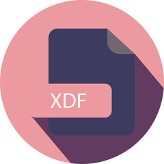 XDF File extension icon with black shadow circular icon