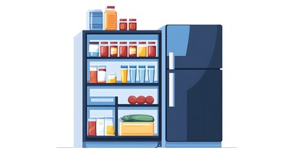 Refrigerator and Pantry Stock Illustration.