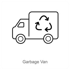 Garbage Van and recycling icon concept