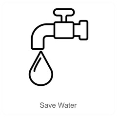 Save Water and prevention icon concept