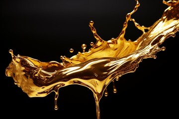 Melting gold splash on a black background