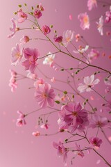 Levitating Wildflowers on Soft Pastel Backdrop - Hyperrealistic Studio Photography