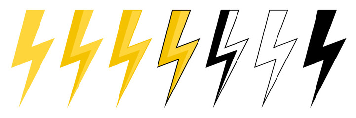 Vector Lightning Bolts in Different Colors